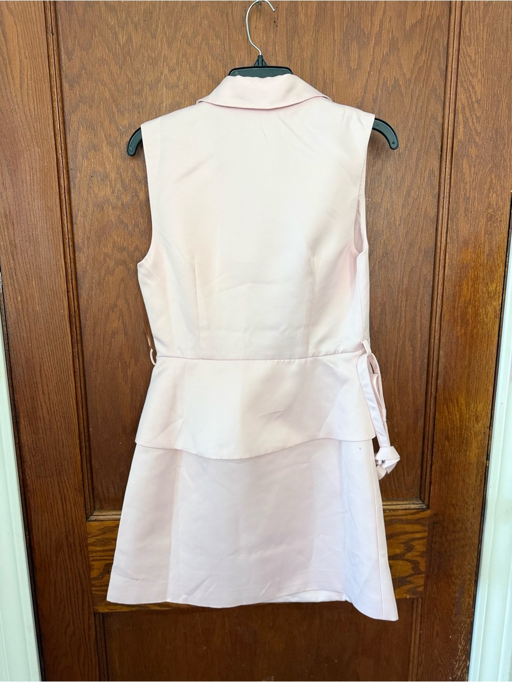 Astr Girls Pale Pink Sleeveless Peplum Dress with Gold Buttons - Picture 5 of 6